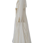Women's Pleated Long Elegant Dress Lapel Neck Long Sleeve Loose Fit Fashion
