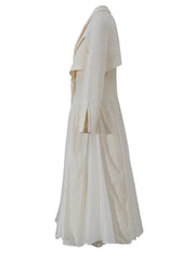 Women's Pleated Long Elegant Dress Lapel Neck Long Sleeve Loose Fit Fashion