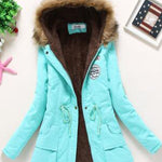 Women's Cotton Wadded Military Style Coat Hooded Fur Jacket