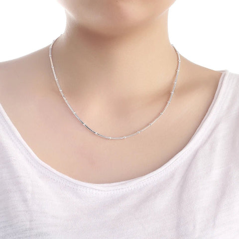 Snake Chain Necklace Women 925 Sterling Silver Simple Beads Wedding Fashion Jewelry Christmas Gift