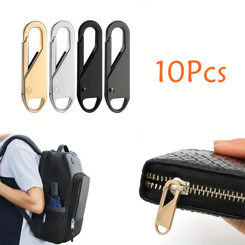 10-Piece Zipper Slider Puller Instant Zipper Repair Bag Replacement for Bad Buckle Travel Bag Suitcase Zipper Head DIY Sewing Craft