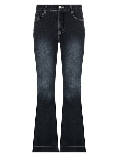 Y2K Flare Jeans Women Vintage Low Waist Aesthetic Streetwear Casual Denim Fashion Trousers