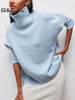Women's Turtleneck Sweater Oversized Long Sleeve Pullover Casual Loose Fit Knitted Sweater