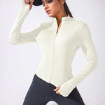 New Short Yoga Sports Jacket Women's Fitness Clothing Slimming Body Sculpting Zipper Yoga Long Sleeve Sweat Top Jacket