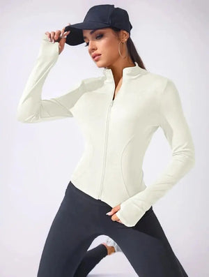 New Short Yoga Sports Jacket Women's Fitness Clothing Slimming Body Sculpting Zipper Yoga Long Sleeve Sweat Top Jacket