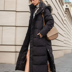 Women's Extra-long Hooded Puffer Coat New Boutiques Fashion Casual Thick Down Padded Winter Coat