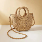 Handwoven Straw Purse beige