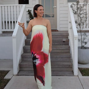 Stunning Strapless Printed Maxi Dress - Chic Women's Beach Robe