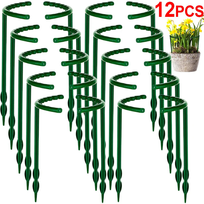 2-12 Piece Plastic Plant Support Spikes Pile Frames Greenhouse Arrangement Fixed Rod Stand For Support Flowers Vine Climbing Bracket Garden Supplies