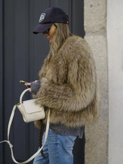 Faux Fur Jacket brown