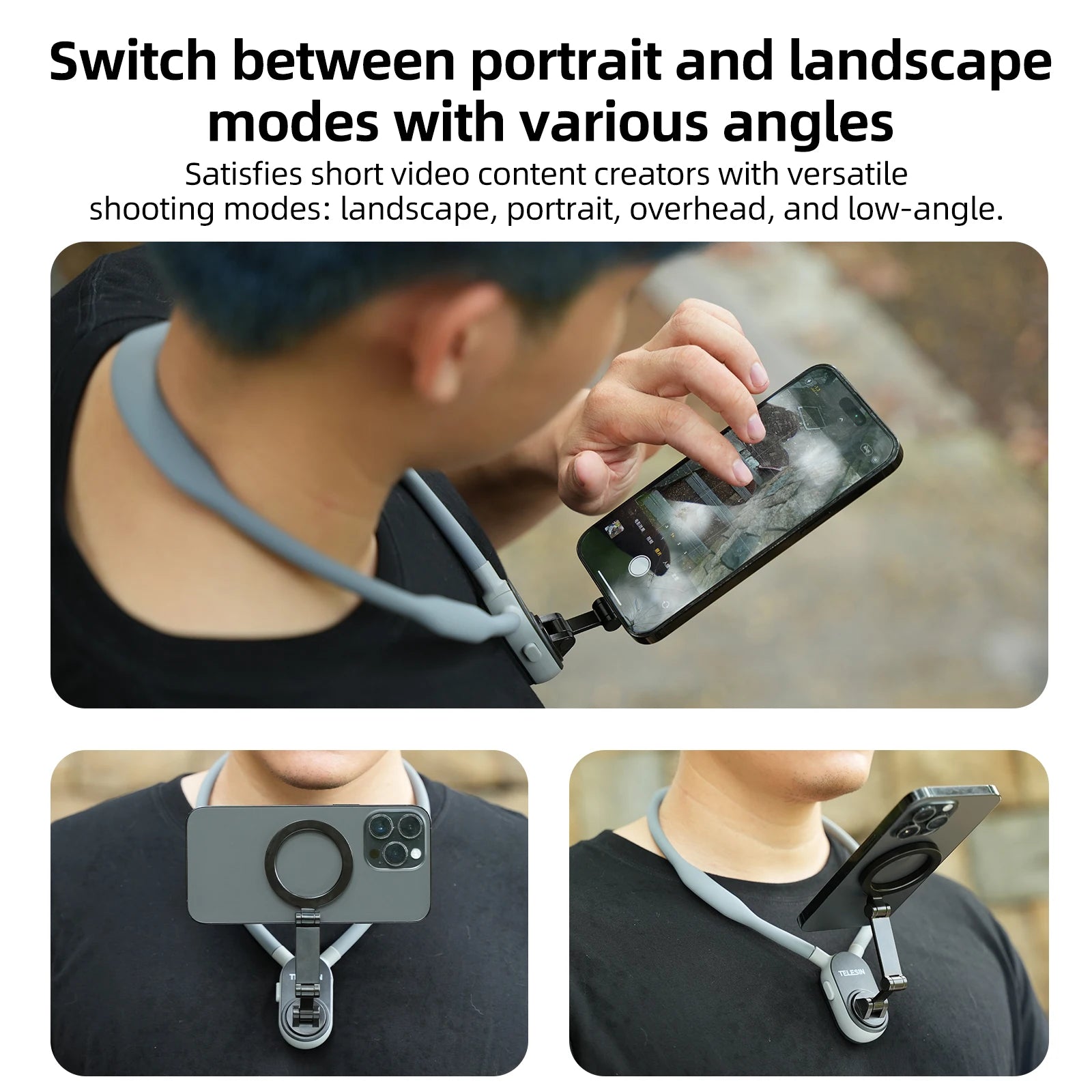 Silicone Phone Magnetic Neck Mount Quick Release Holder for iPhone 15 14 13 12 11 SAMSUNG HUAWEI XIAOMI etc.