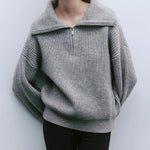 Fashion Women's Sweaters Loose Zipper Design Pullovers Casual Solid Turtleneck Thick Knitted Winter Sweater