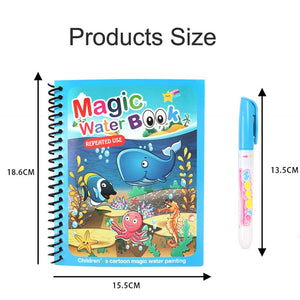 Magic Reusable Water Coloring Book For Children Montessori Toys Drawing Book For Kids Unicorn Dinosaur Animal Ocean Universe Cartoon Early Education Toys for Kids