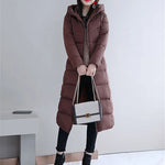 Women's Long Hooded Puffer Coat – Winter Essential - Plus Sizes