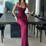 Elegant Backless Sexy Maxi Dress For Women Fashion Lace-Up Sleeveless Bodycon Club Party Evening Prom Long Dress