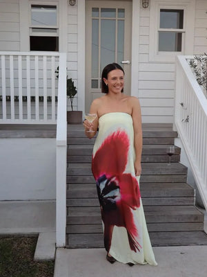 Stunning Strapless Printed Maxi Dress - Chic Women's Beach Robe