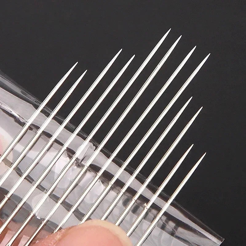 12-Piece Side Hole Blind Sewing Needles Stainless Steel Self Threading Needles for Elderly 3 Sizes Stitching Pin DIY Hand Sewing Needle