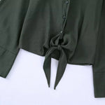 Ladies Long Sleeve Bow Shirts Tops+Side Split Pleated Skirts Sets