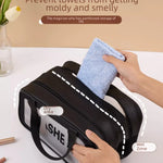 Double Layer Dry Wet Makeup Bag with Wet/Dry Compartments Large Capacity Makeup Bag Toiletry Bag Travel Portable Handbag