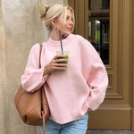 Loose Knitted Sweater For Women Elegant O-Neck Long Sleeve Knitted Pullover Top Warm Thick Jumpers