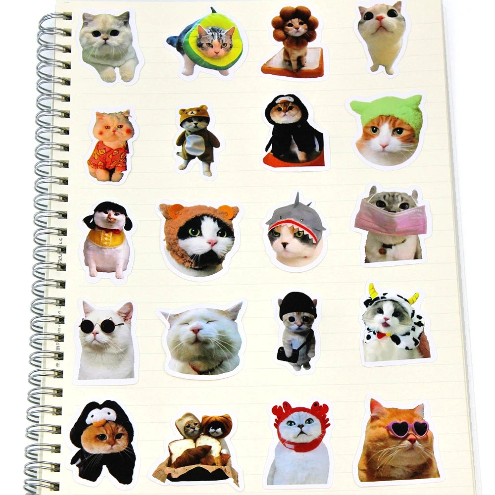 10/50/100pcs Funny Cat Stickers Cartoon Cute Decals Toy Stationery for Guitar Phone Bicycle Laptop Luggage Car Graffiti Kids Stickers