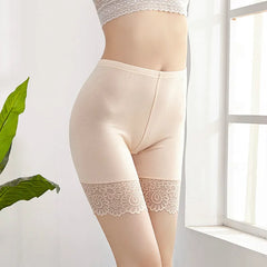 Women's Plus Size Anti-Chafing Safety Pants Soft and Comfy Shorts Boxers Modal Material Underwear with Lace