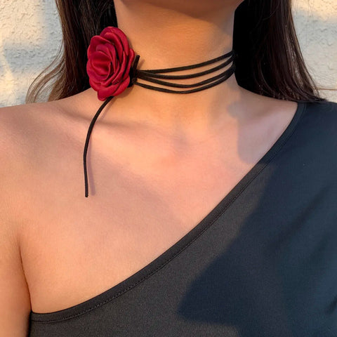 Floral Choker Necklace Women Chic Wrap String Elegant Adjustable Colors Fashion Jewelry Gift