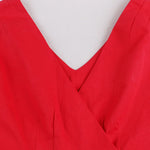 Red Pleated Plain Solid Vintage Dress Wrap V-Neck Belted Elegant Party Retro Spring Summer Dresses