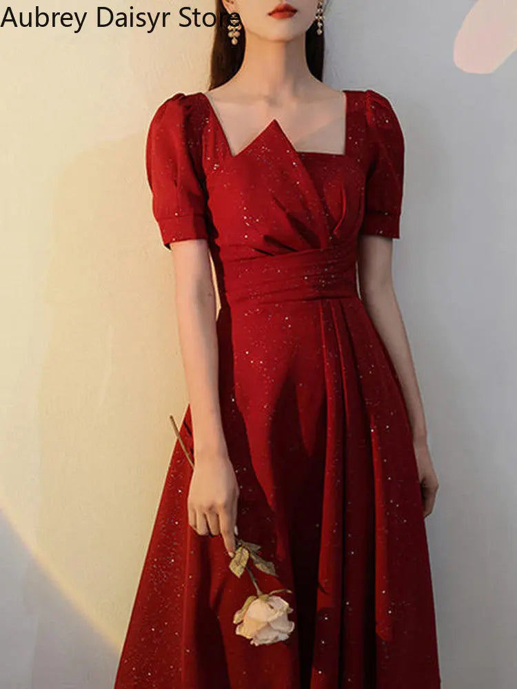 Red A-Line Evening Dress