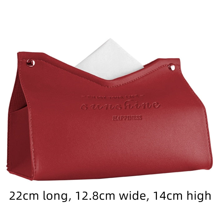 Faux Leather Car Tissue Box Cover Tissue Box Holder Organizer for Car, Bathroom, Kitchen and Office Room Decor
