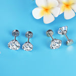 Stainless Steel Crystal Stud Earrings For Women / Men 4 Prong Tragus Round Clear Cubic Zirconia Earrings