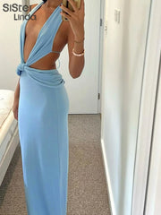 New Fashion Sexy Hollow Out Chest And Backless Dress Maxi Length Great for Spring And Summer Chic Dress