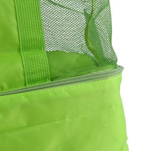 Large Mesh Beach Travel Tote Bag with Insulated Cooler Compartment Insulated Double Layer Picnic Ice Bag