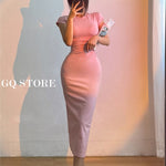 Women's Sexy High Waist Slim Hip Long Dress Short Sleeve Round Neck Dress