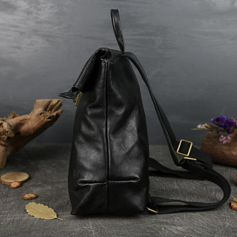 Genuine Leather Anti-Theft Backpack Unisex Large Capacity Vintage Lock Travel Casual Fashion Bag
