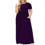 Plus Size Summer Dress for Women Short Sleeve Floral Print Loose Maxi Dress (L-5XL)