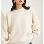 Women's European Round Neck Cashmere Sweater Loose Knit Base Pullover