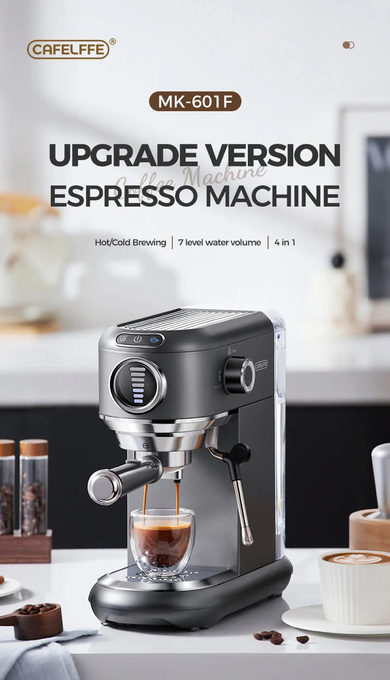 Cafelife espresso machine with a glass of coffee on a countertop