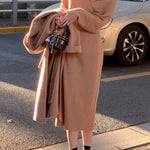 Women's Celebrity Style Sweater Dress V-Neck Backing Temperament Commuter Knit Long Sweater Dress