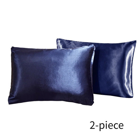 Satin Pillowcase 2-Piece Silk Emulation Soft Comfortable Pillow Cover Bed Throw Home Bedding Set