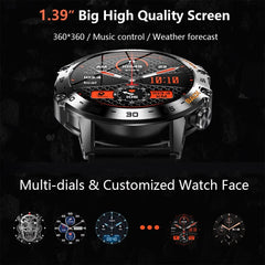 Bluetooth Call 1.39" Smart Watch Men's Sports Fitness Tracker Watches Stainless Steel or Rubber Band Waterproof Smartwatch for Android IOS