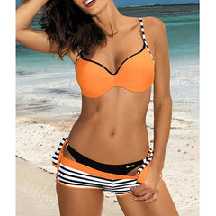 Sexy 3-Piece Bikini Set Women's Swimsuit Push Up Swimwear Bathing Suit Beachwear Swimming Suit Plus Sizes
