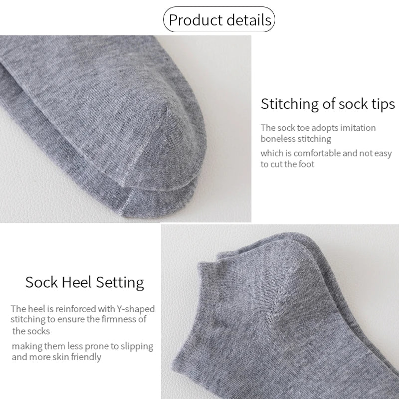 10 Pairs of Men's/Women's Ankle Socks, Plain Color, Anti Odor, Summer Ankle Socks, Casual and Breathable Low-Cut Socks