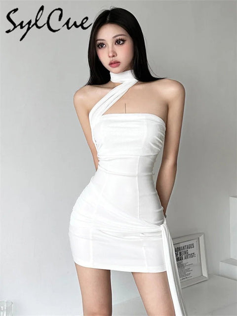 Mini Dress Women White Elegant Short Tight Bachelor Party Wedding Guest Spring Summer Dress