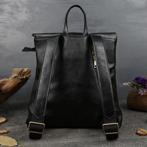 Genuine Leather Anti-Theft Bag with Lock Unisex Large Vintage Backpack Large Capacity Handbag
