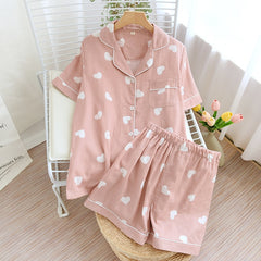 Women's Short-Sleeve Top + Shorts Pajamas Set Cartoon Print Pajamas