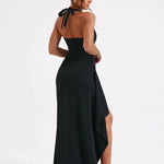 Deep V-Neck Thigh High Split Maxi Dress Women's Halter Sleeveless Backless Bodycon Clubwear Party Sexy Long Dress