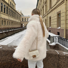 Luxury Brand Eco-Coat Faux Fur Women's Winter Jacket Shaggy Thick Warm Premium  Overcoat