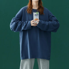 Long sleeve T-Shirt for Women Basic Oversized T Shirt Casual O-Neck Top