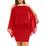 Cold Shoulder Cape Plus Size Dress red